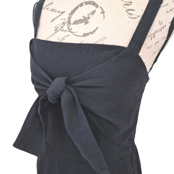 Abercrombie And Fitch black Linen Cotton blend Wide Leg Jumpsuit L - Picture 7 of 12